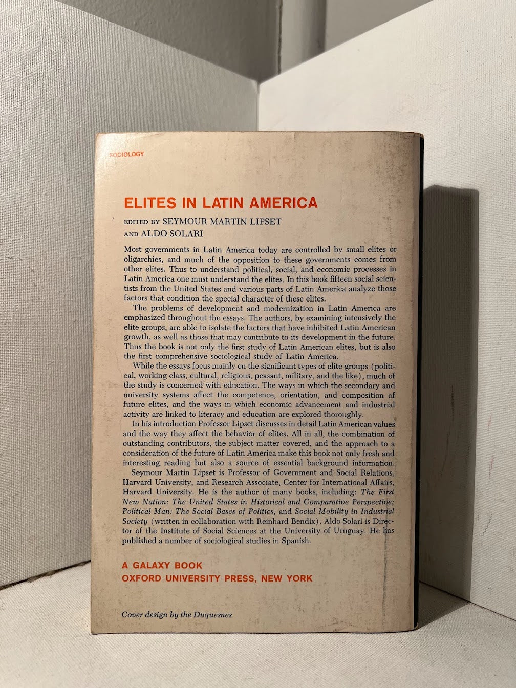 Elites in Latin America edited by Seymour Martin Lipset and Aldo Solari