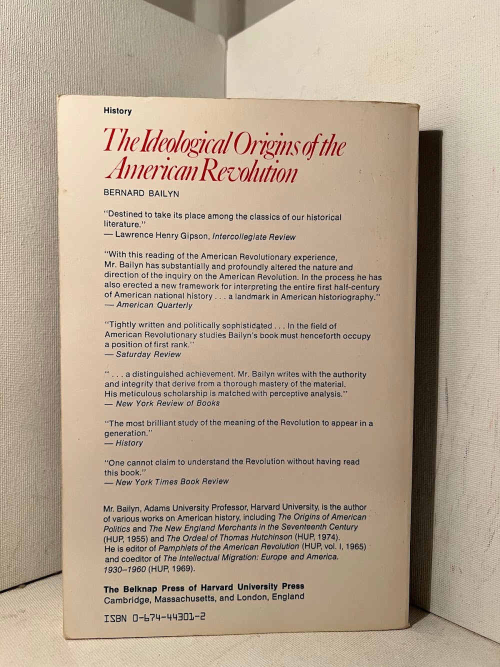 The Ideological Origins of the American Revolution by Bernard Bailyn