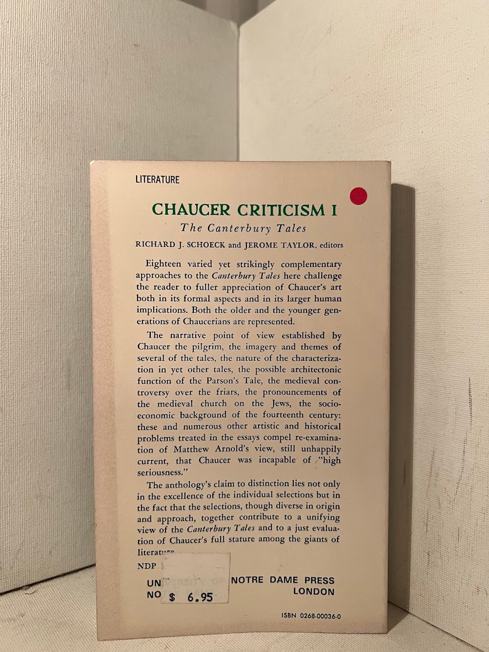 Chaucer Criticism edited by Richard Schoeck and Jerome Taylor