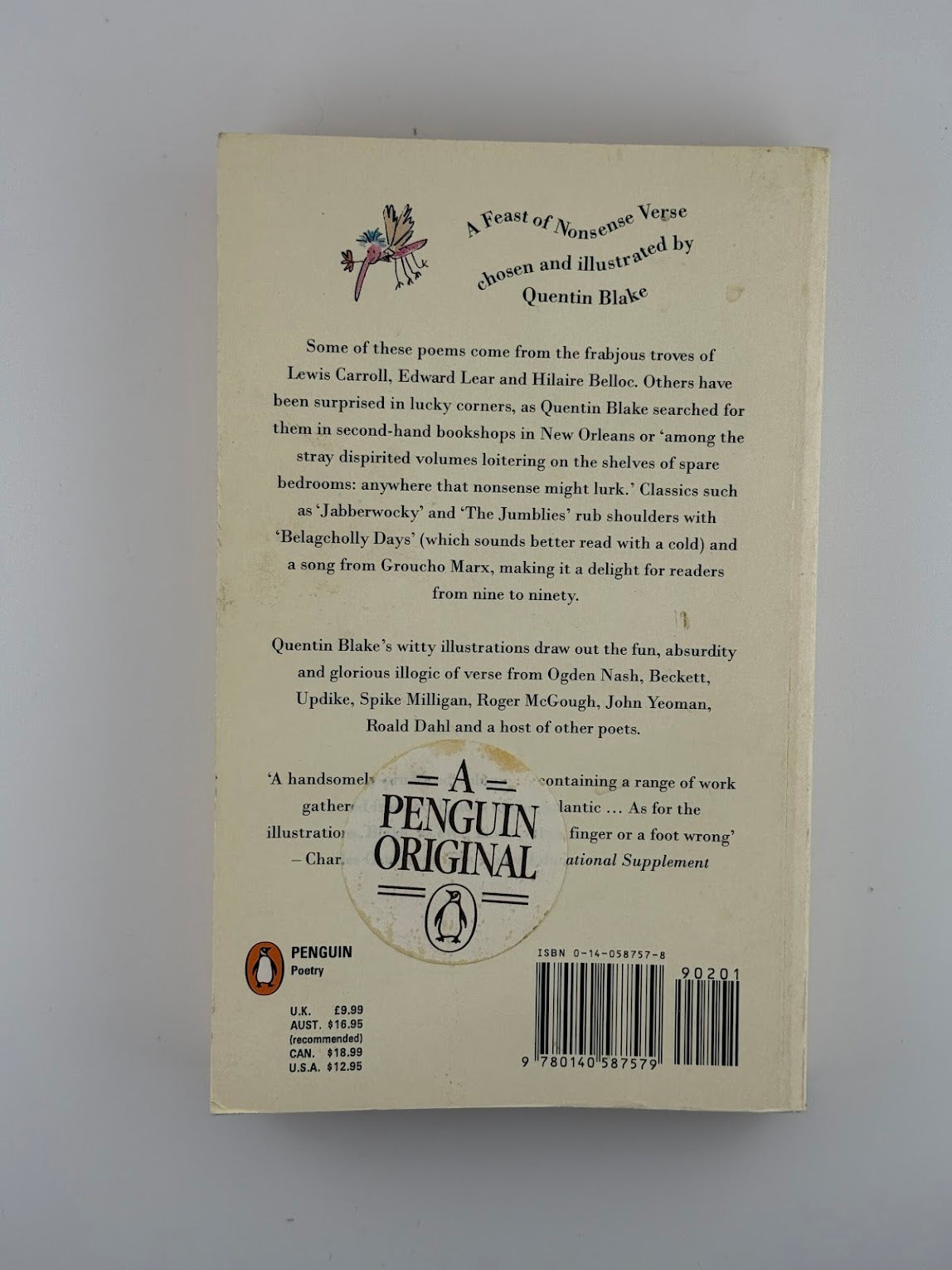 The Penguin Book of Nonsense Verse selected by Quentin Blake