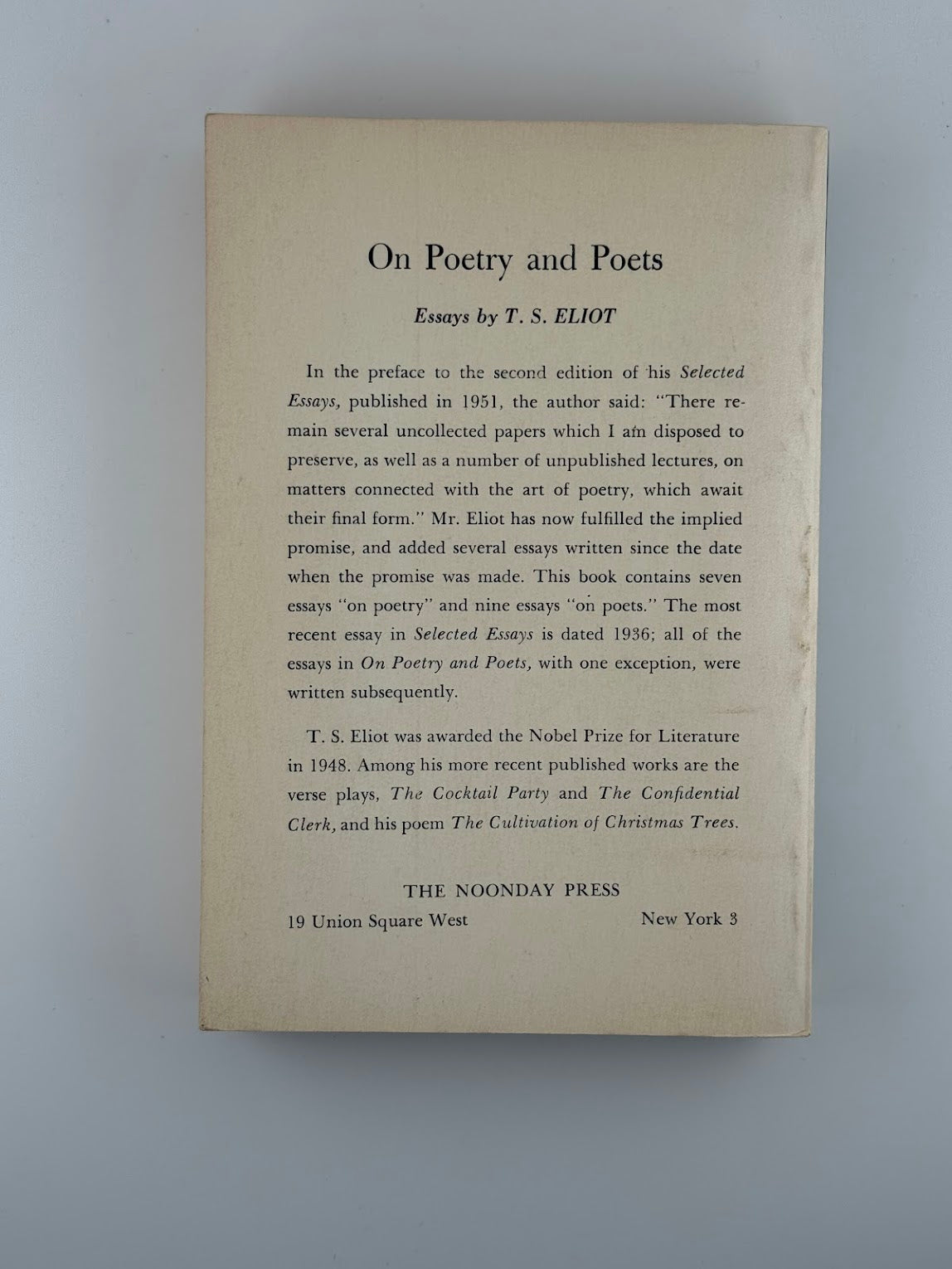 On Poetry and Poets by T.S. Eliot