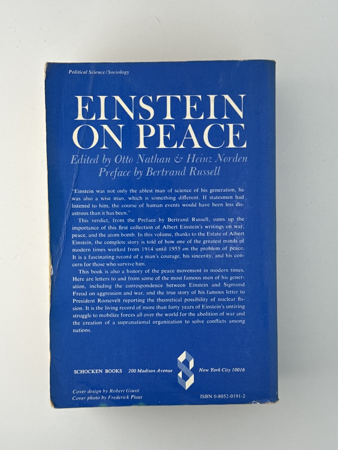 Einstein On Peaced edited by Otto Nathan & Heinz Norden