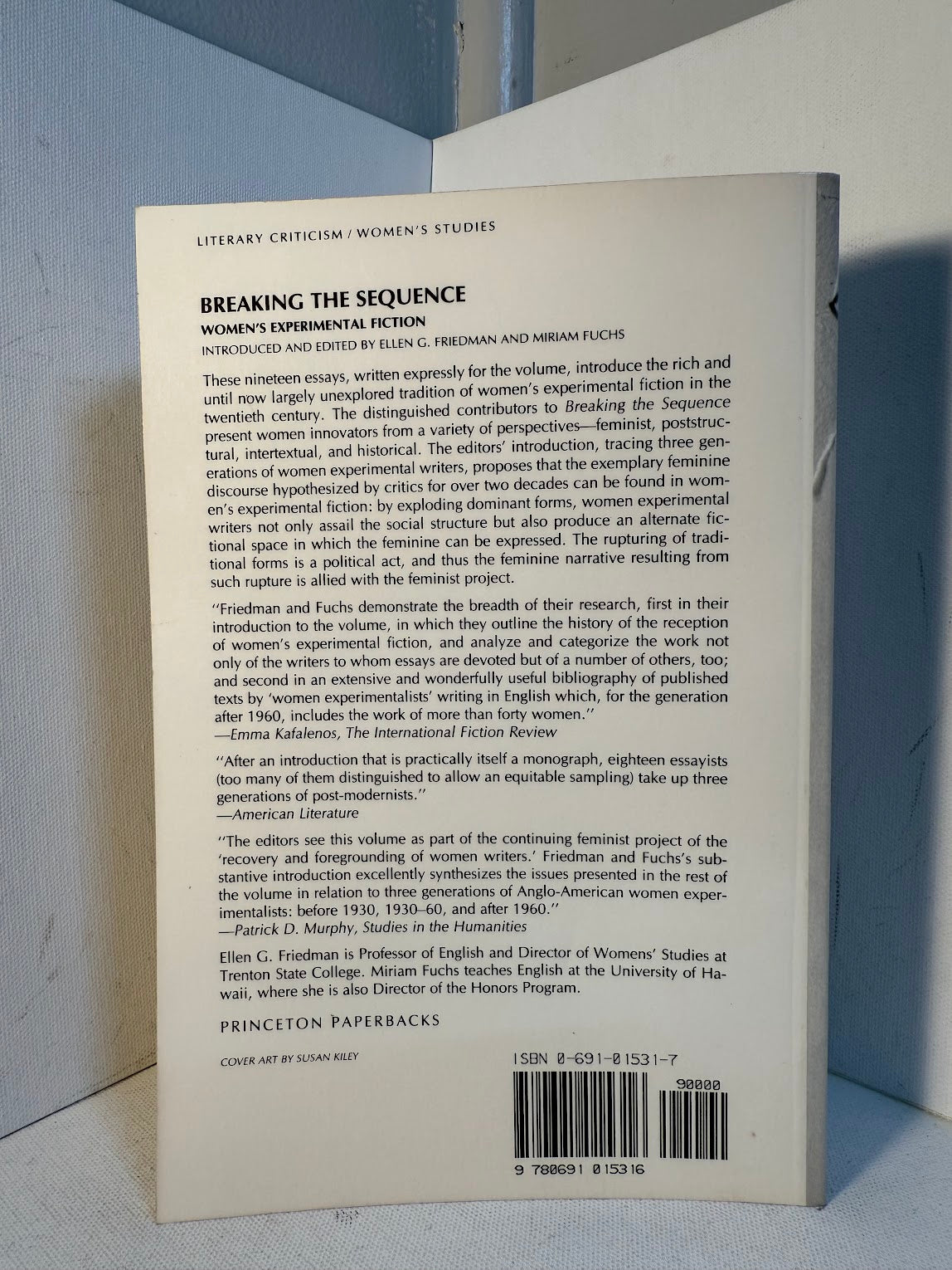 Breaking the Sequence - Women's Experimental Fiction edited by Ellen Friedman and Miriam Fuchs
