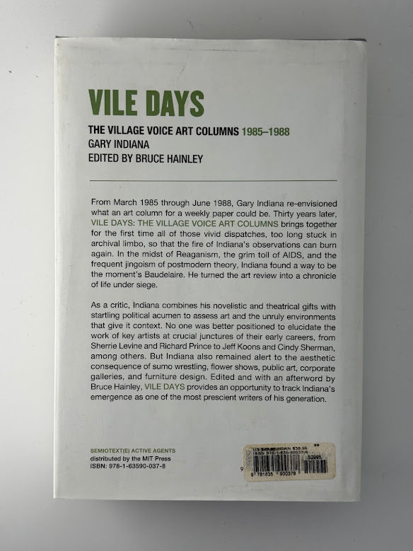 Vile Days by Gary Indiana