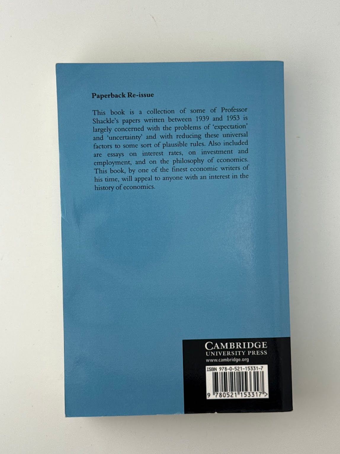 Uncertainty Economics by G.L.S. Shackle