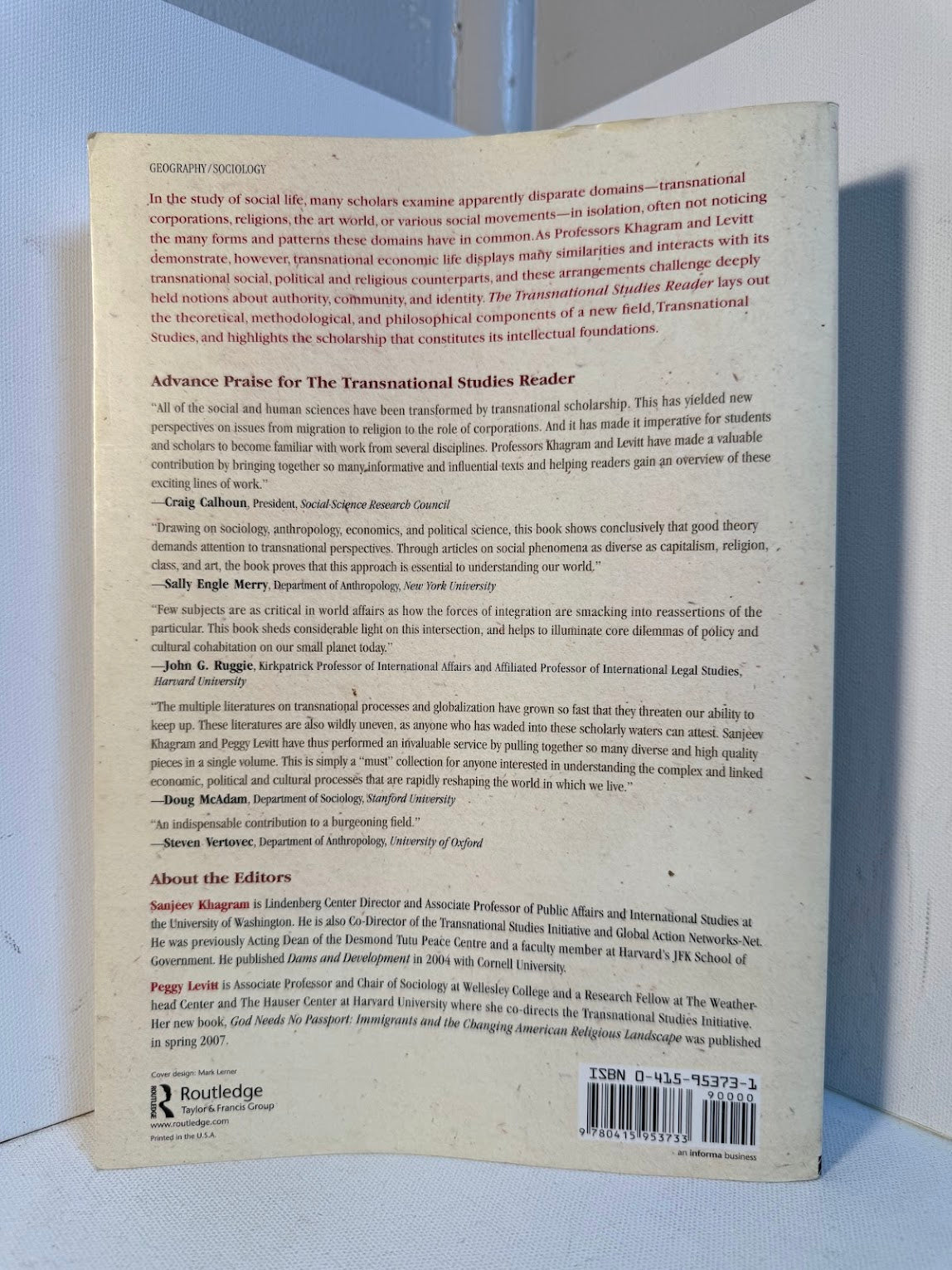 The Transnational Studies Reader edited by Sanjeev Khagram and Peggy Levitt