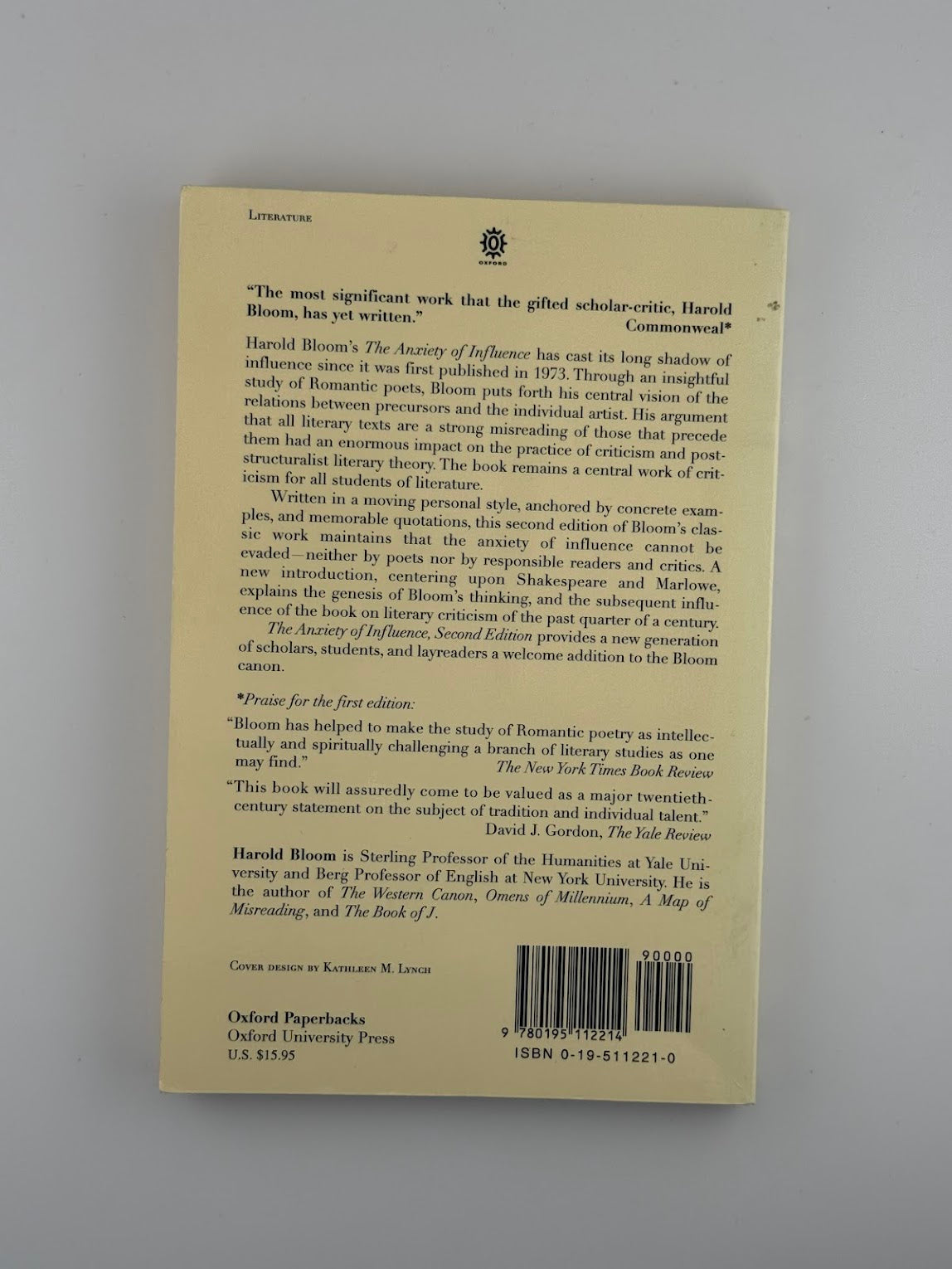 The Anxiety of Influence by Harold Bloom