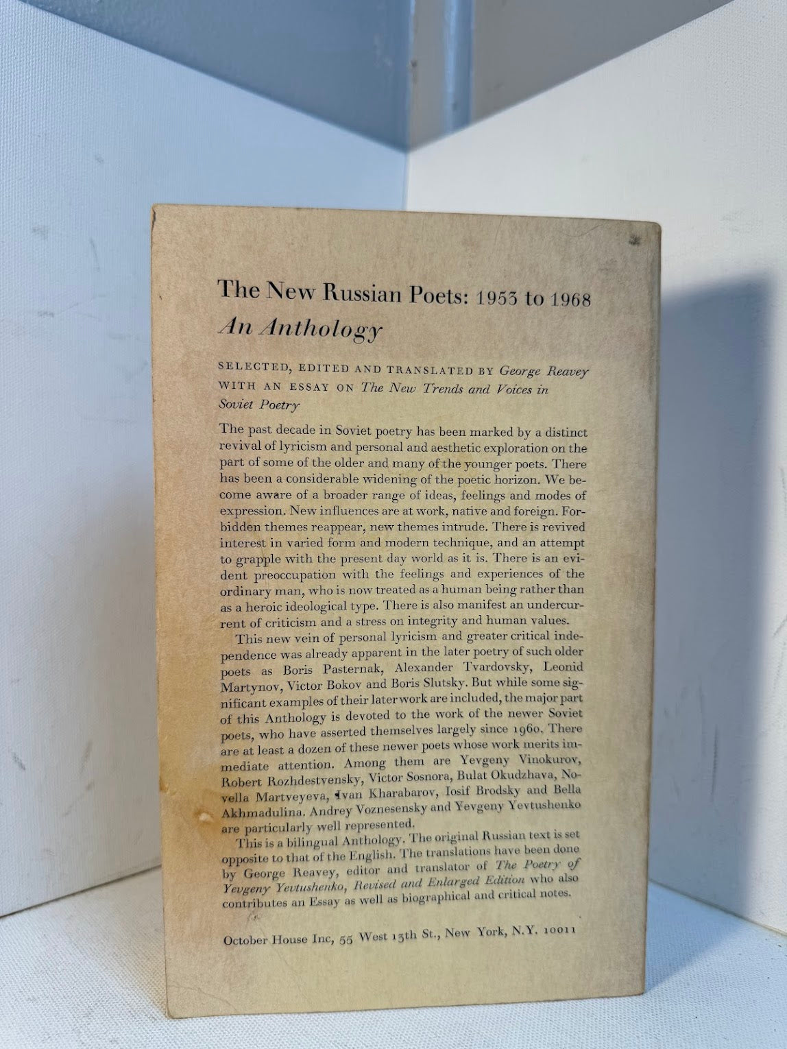 The New Russian Poets 1953 to 1968 edited by George Reavey