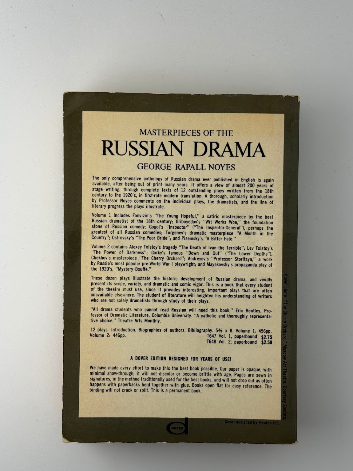 Masterpieces of the Russian Drama edited by George Rapall Noyes