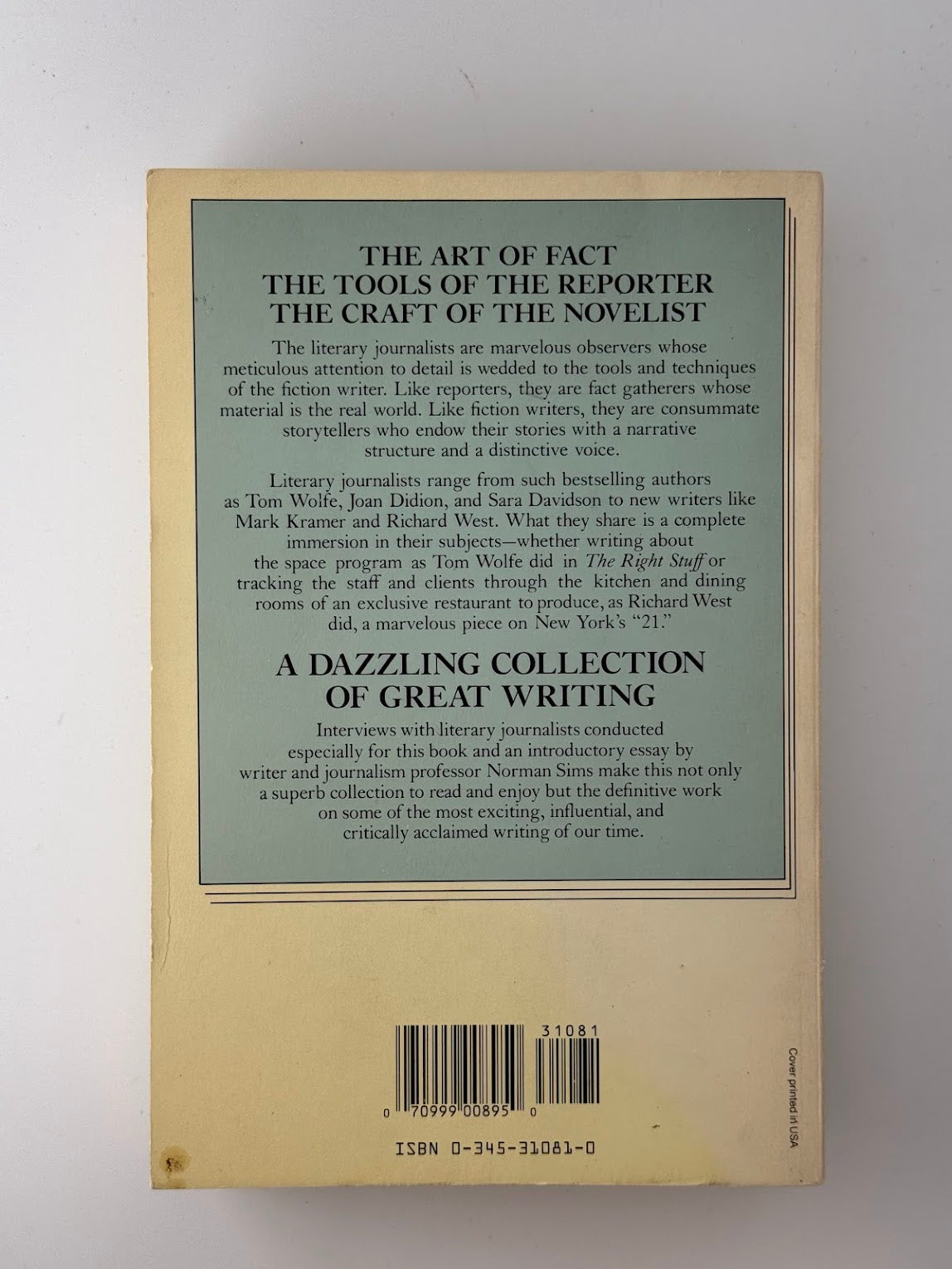 The Literary Journalists edited by Norman Sims