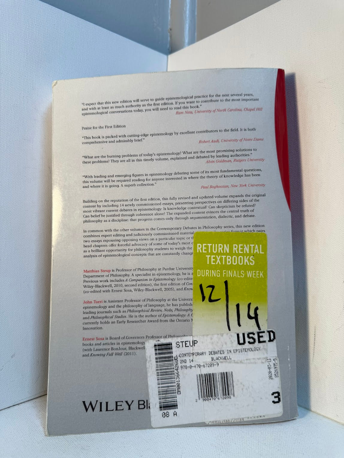 Contemporary Debates in Epistemology edited by Steup, Turri, Sosa