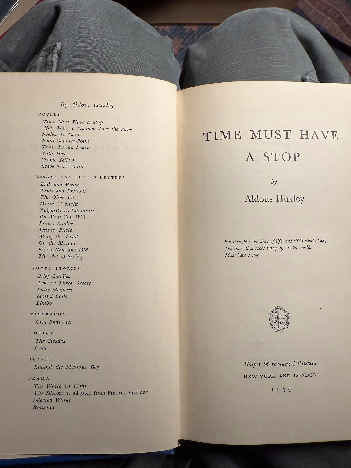 Time Must Have A Stop by Aldous Huxley