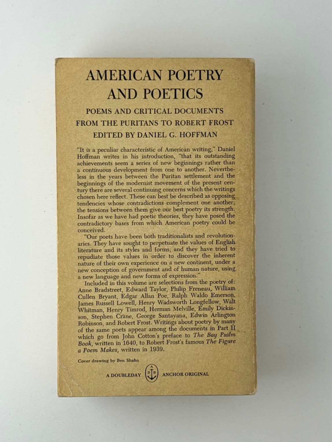 American Poetry and Poetics edited by Daniel G. Hoffman