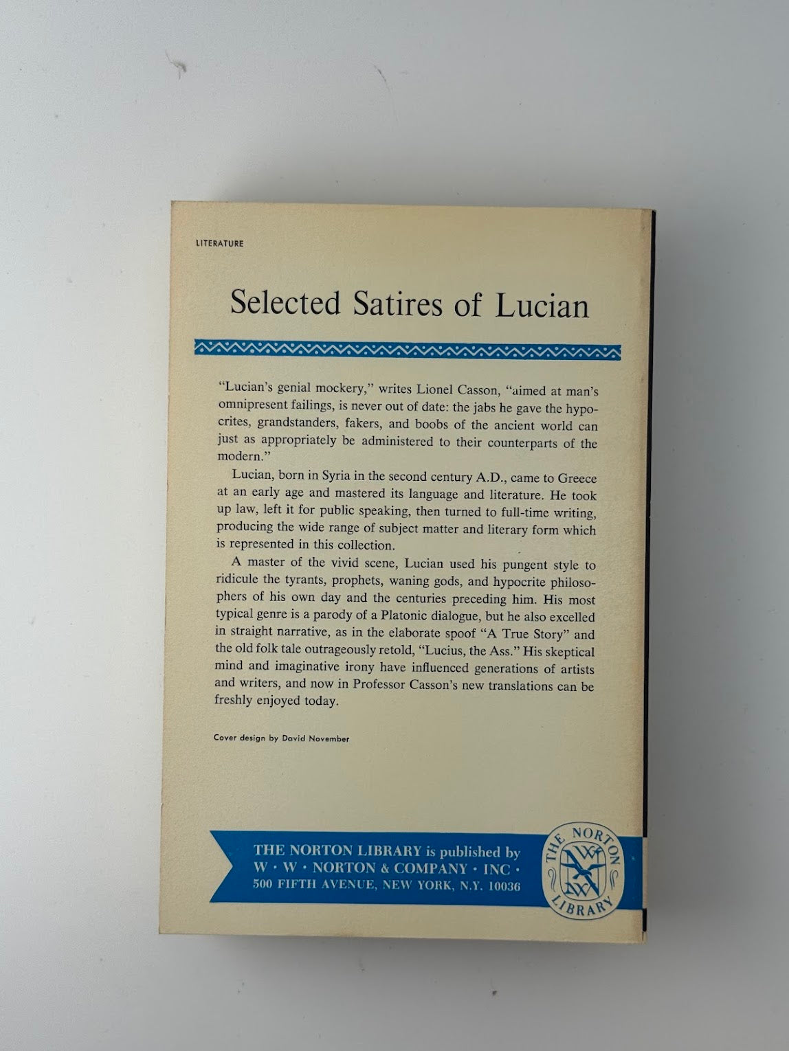 Selected Satires of Lucian translated by Lionel Casson