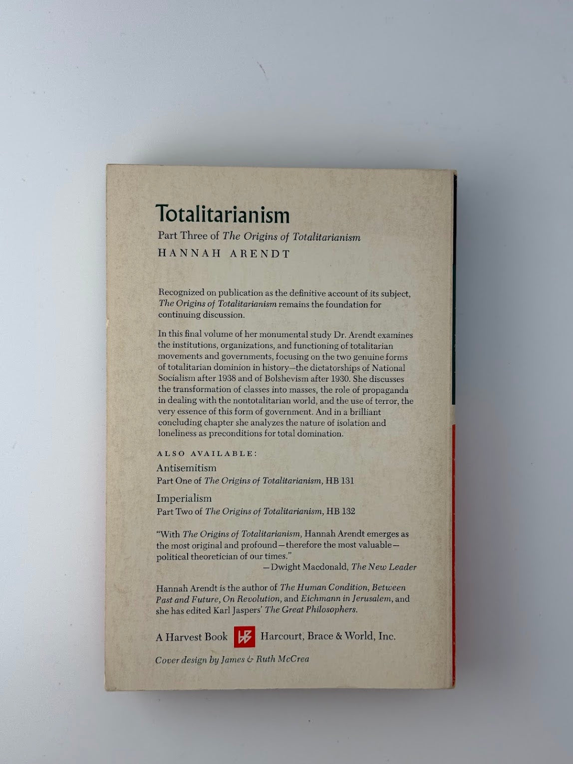 Totalitarianism by Hannah Arendt
