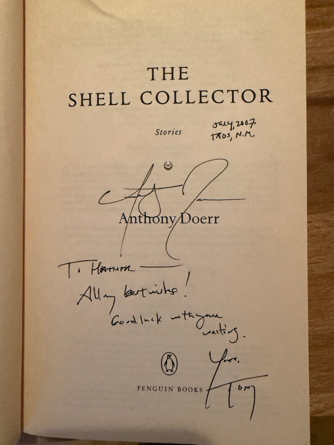 [Signed/Inscribed] The Shell Collector by Anthony Doerr