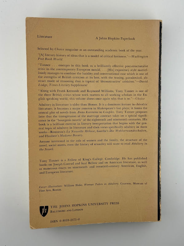 Adultery in the Novel - Contract and Transgression by Tony Tanner