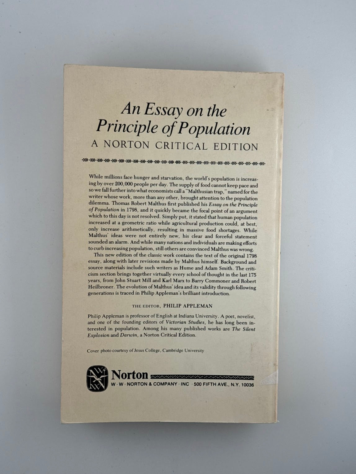An Essay on the Principle of Population by Malthus