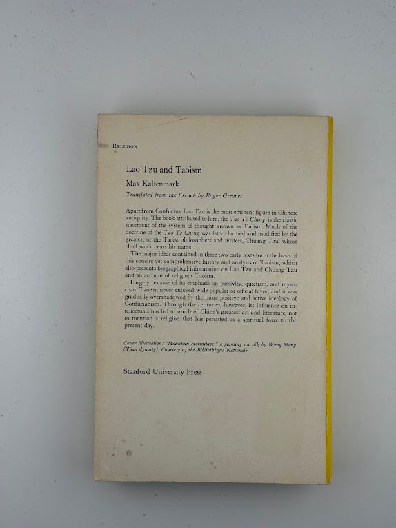 Lao Tzu and Taoism by Max Kaltenmark