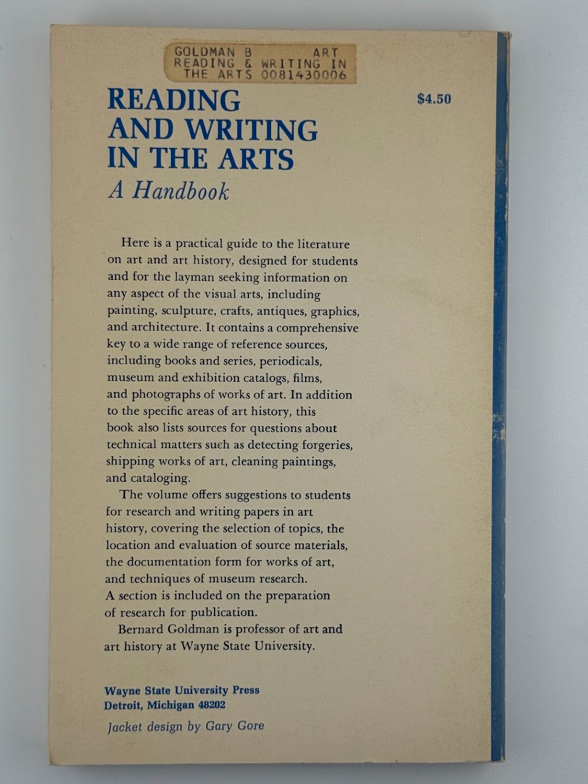 Reading and Writing in the Arts by Bernard Goldman
