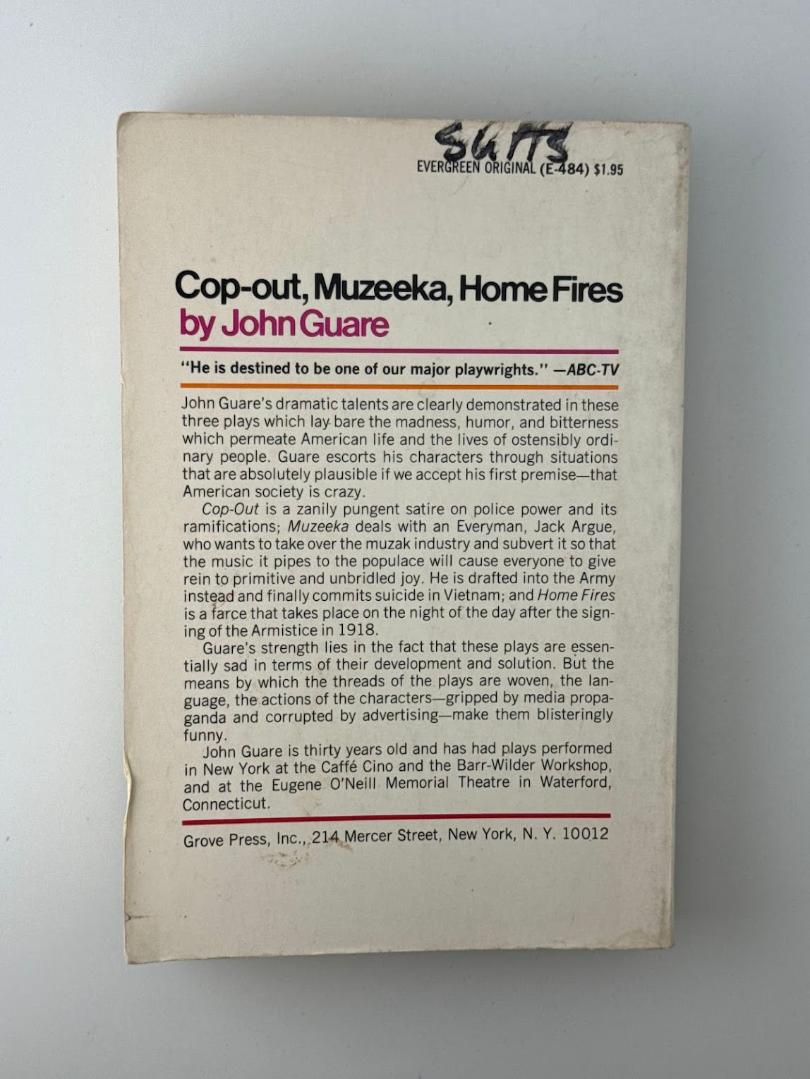 Cop-out, Muzeeka, Home Fires by John Guare