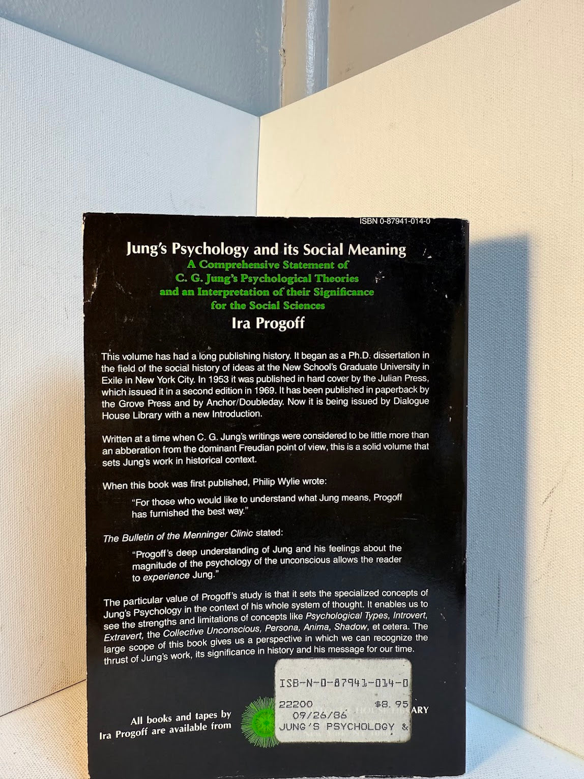 Jung's Psychology and Its Social Meaning by Ira Progoff