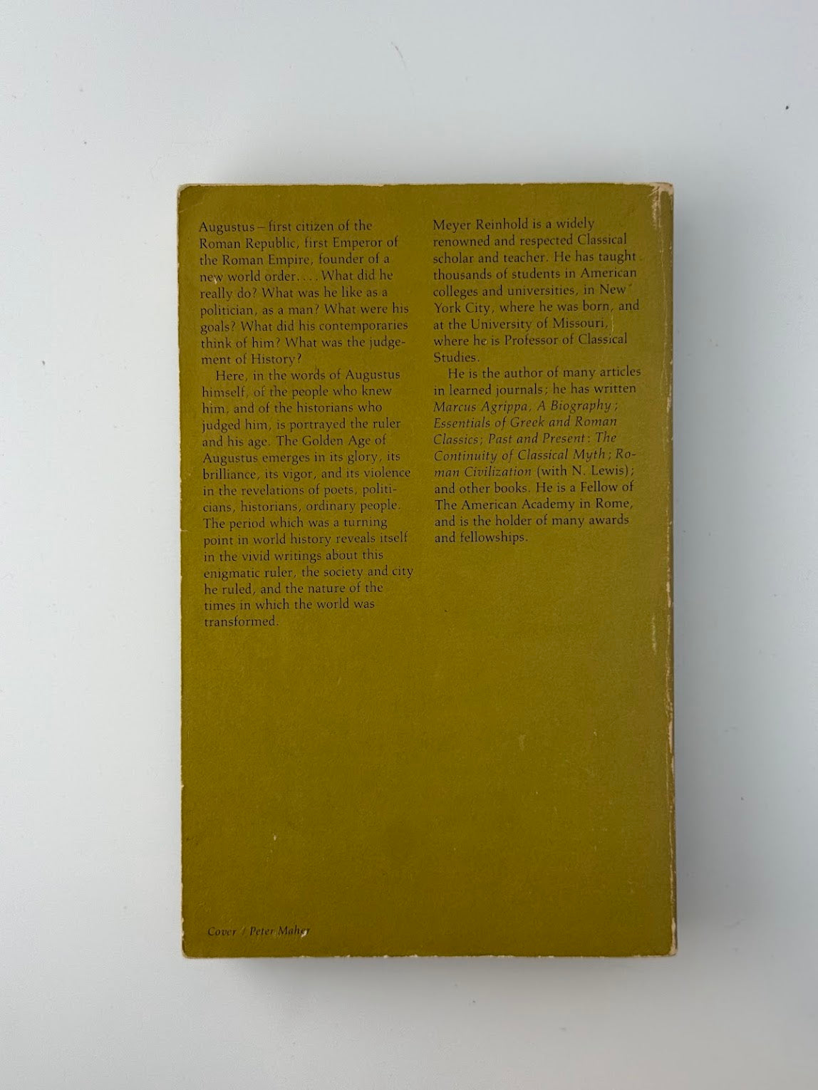 The Golden Age of Augustus by Meyer Reinhold