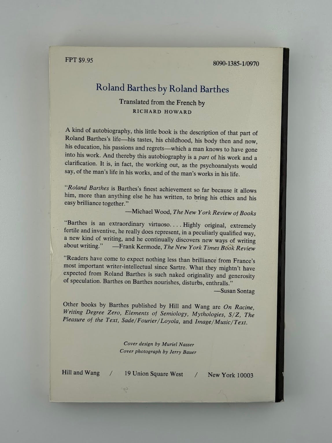 Roland Barthes by Roland Barthes