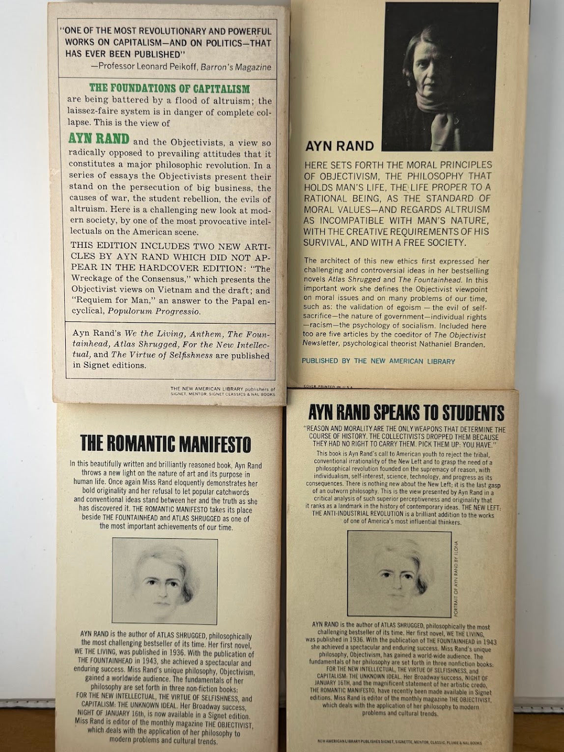 4 vintage Ayn Rand paperbacks