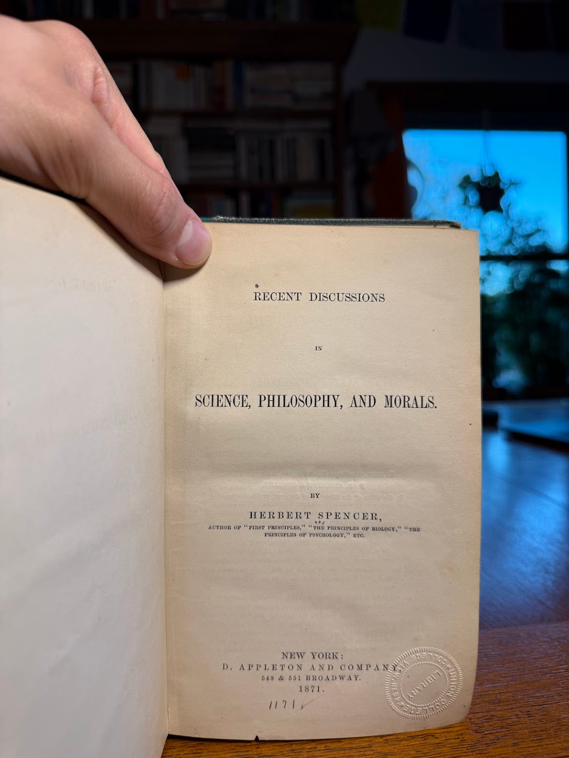 Recent Discussions in Science. Philosophy and Morals by Herbert Spencer