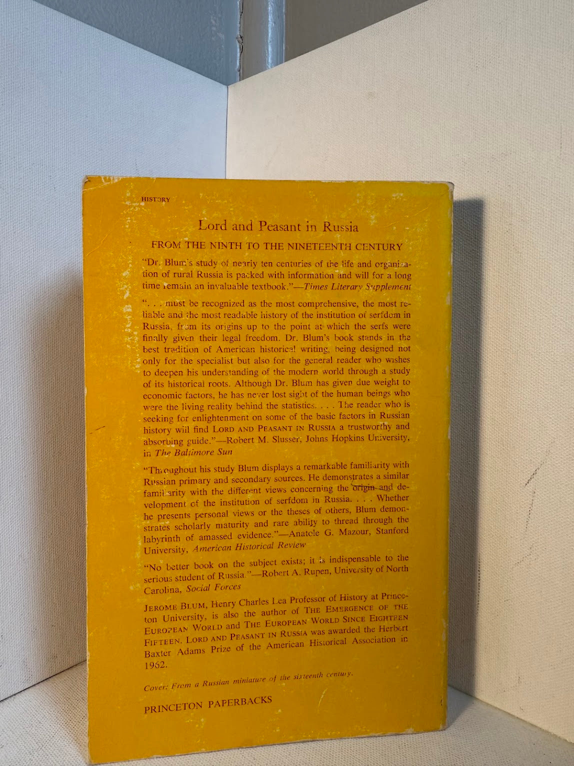 Lord and Peasant in Russia from the Ninth to the Nineteenth Century by Jerome Blum