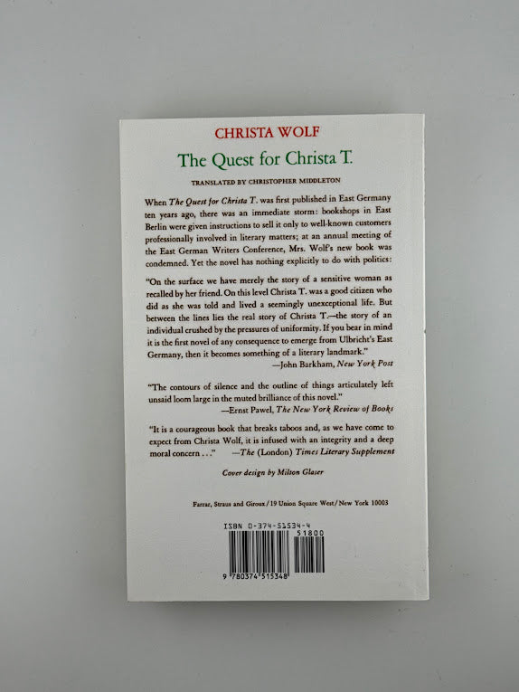 The Quest for Christa T. by Christa Wolf