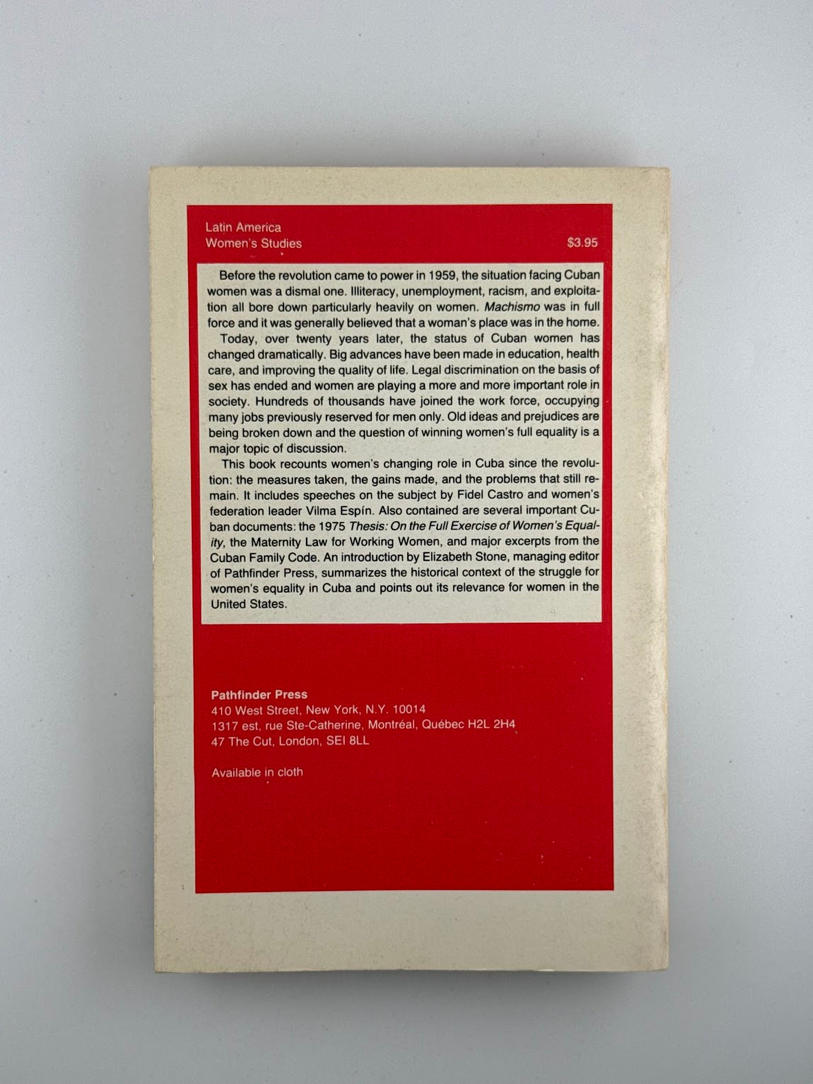 Women and the Cuban Revolution edited by Elizabeth Stone