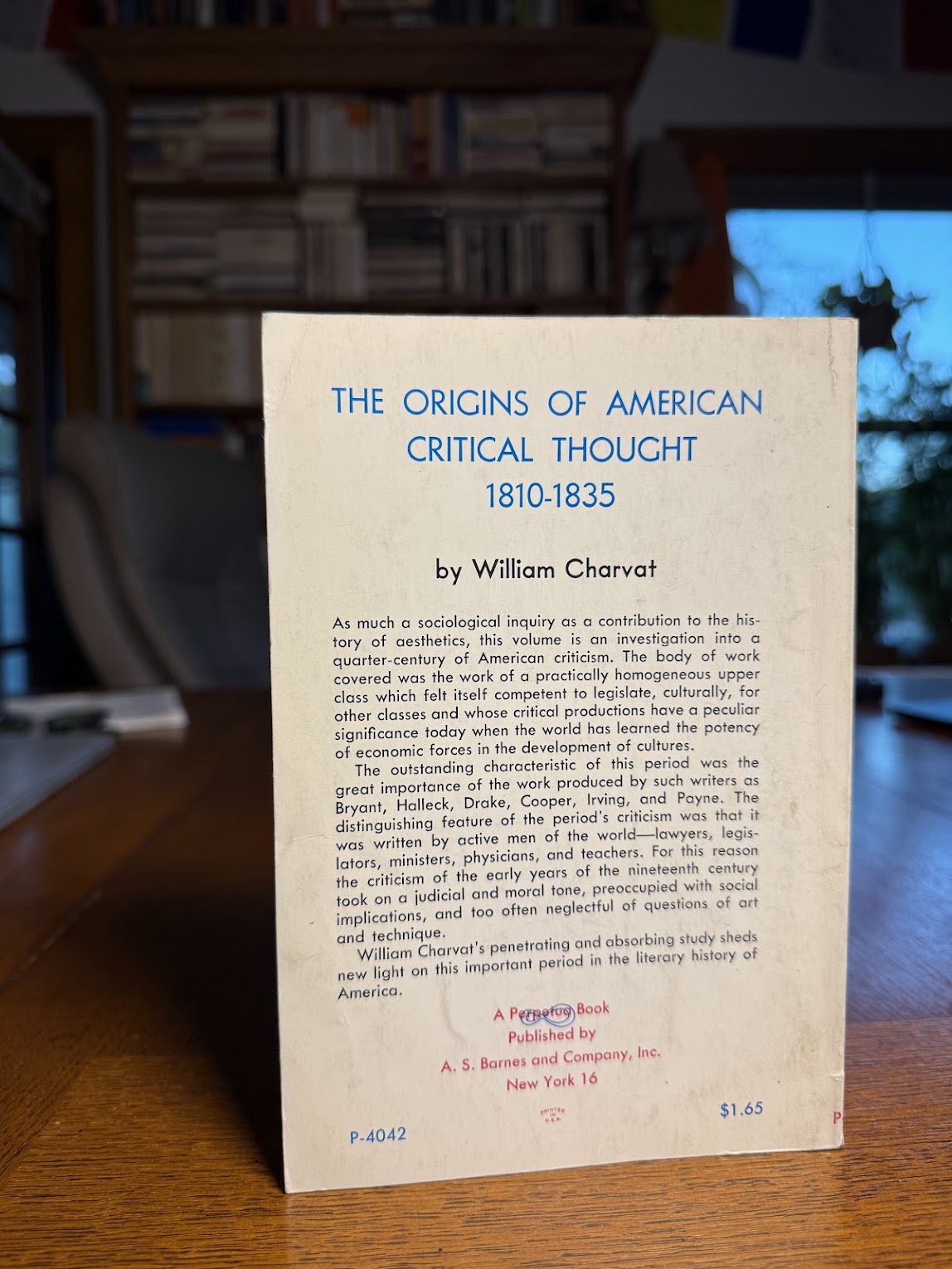 The Origins of American Critical Thought 1810-1835 by William Charvat