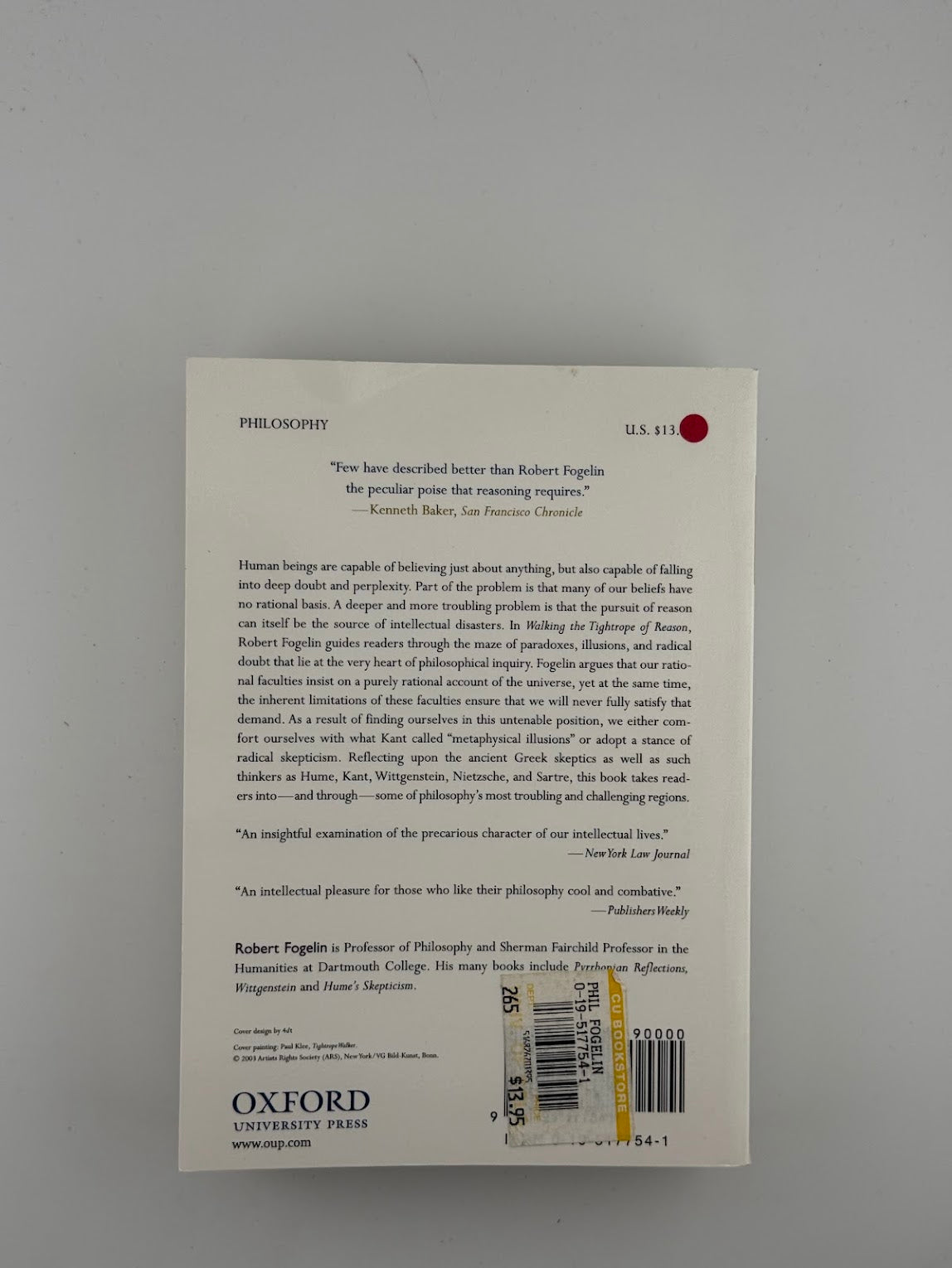 Walking the Tightrope of Reason by Robert Fogelin