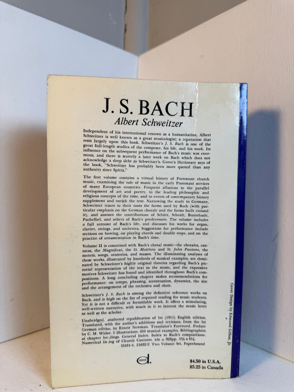 J.S. Bach Volume One by Albert Schweitzer