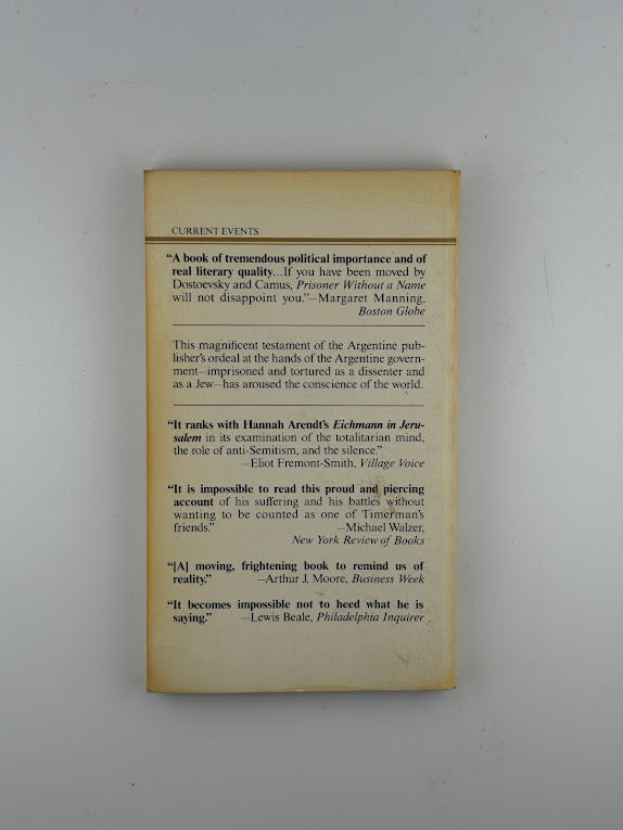 A Prisoner Without a Name, Cell Without a Number by Jacobo Timerman