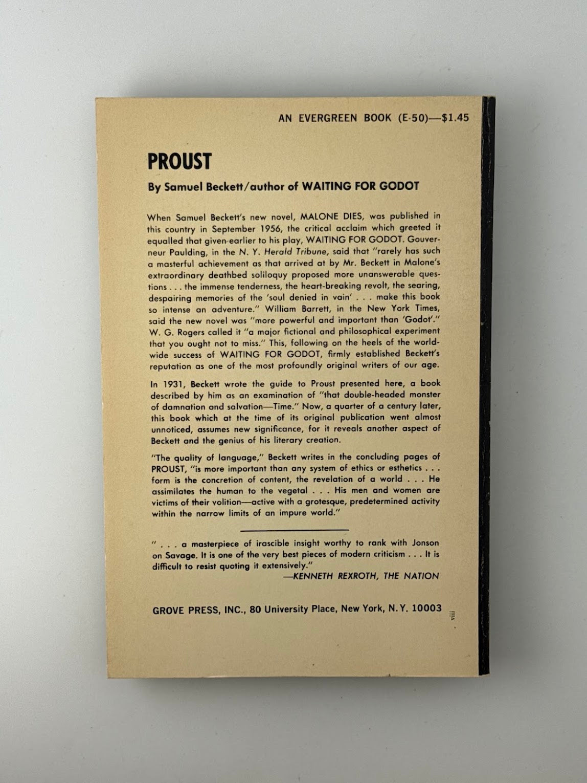 Proust by Samuel Beckett