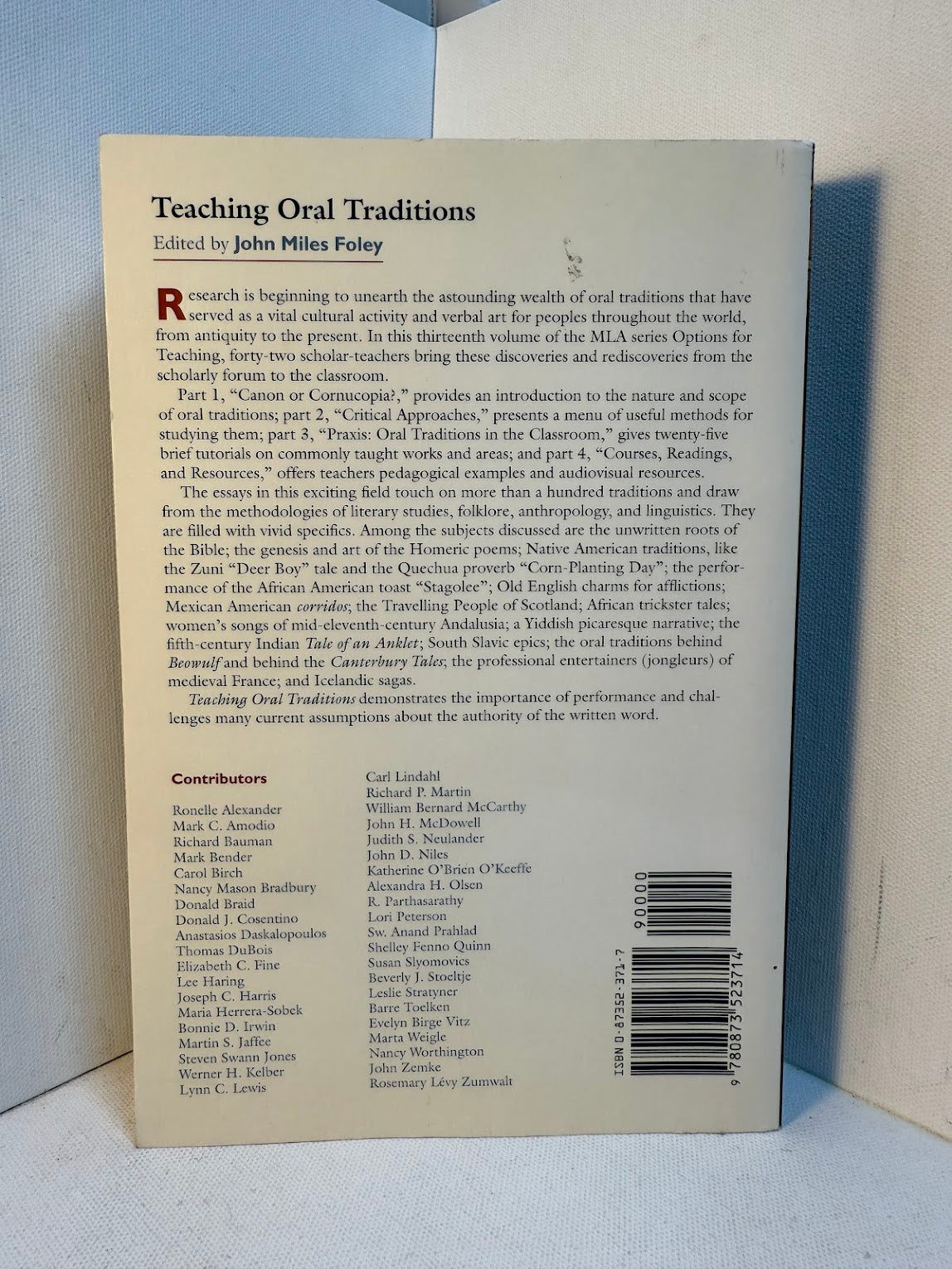 Teaching Oral Traditions edited by John Miles Foley
