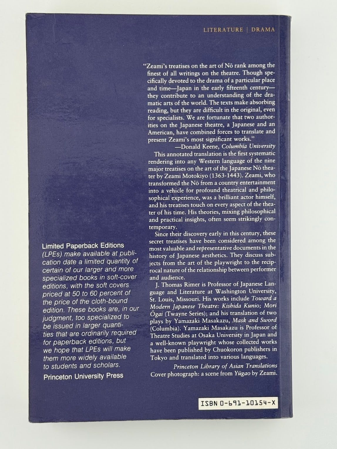 On the Art of the No Drama - The Major Treatises of Zeami
