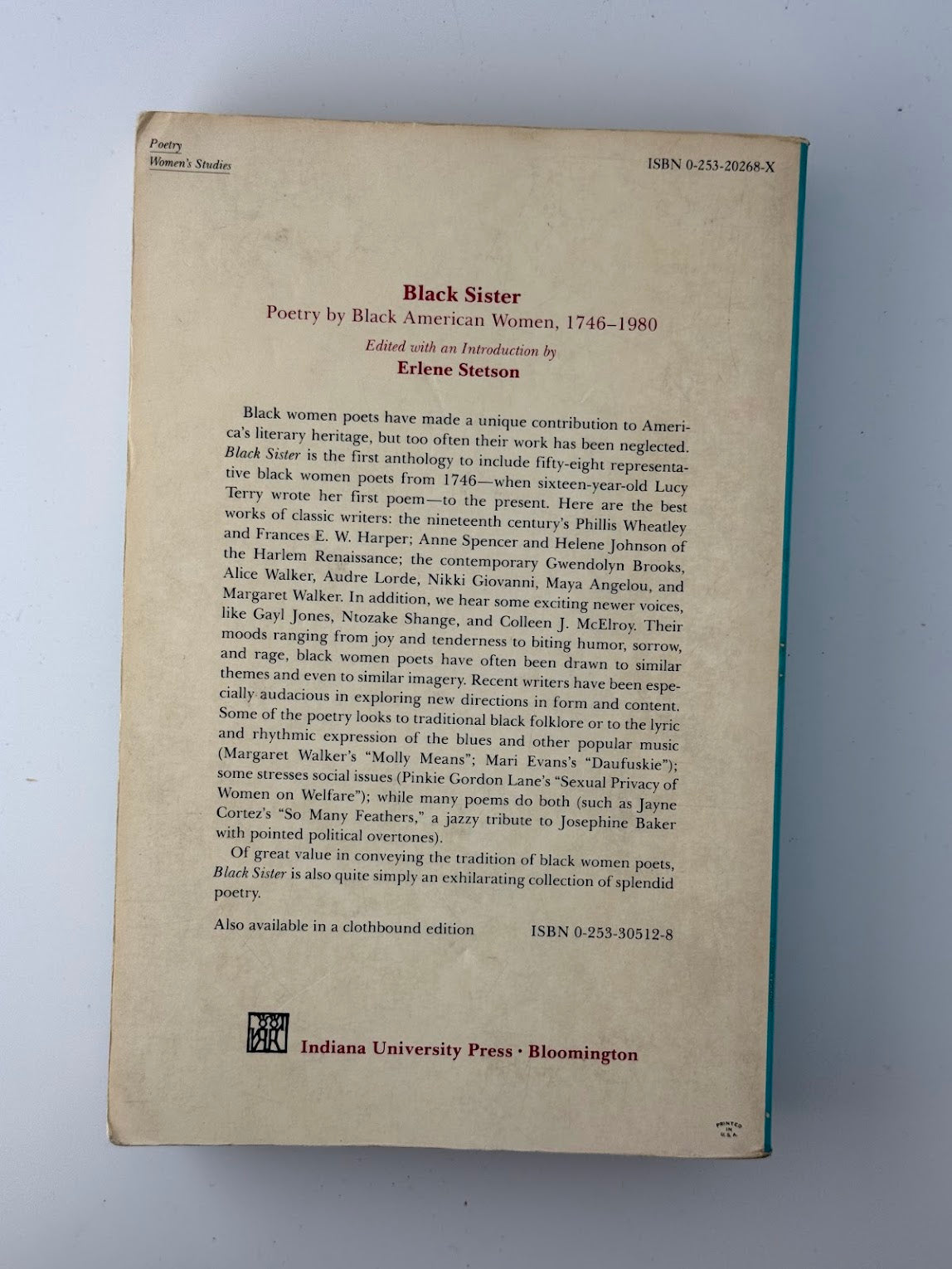 Black Sister - Poetry by Black American Women 1746-1980 edited by Erlene Stetson