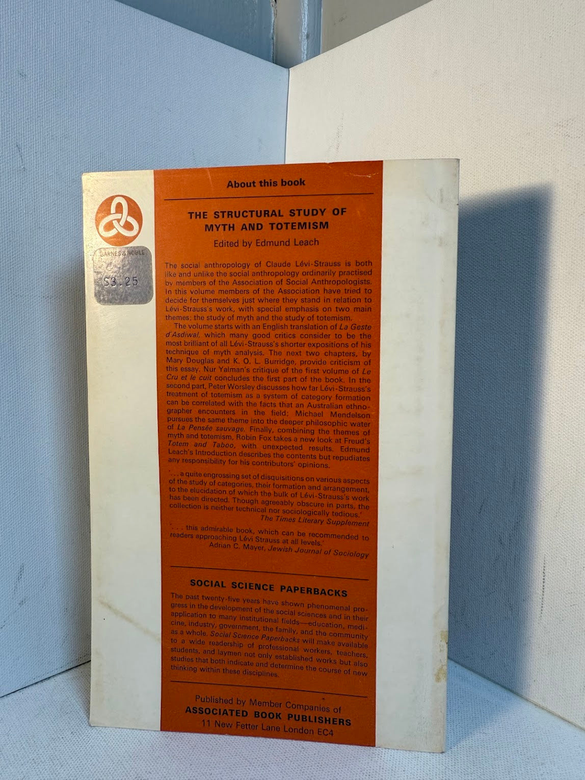 The Structural Study of Myth and Totemism edited by Edmund Leach