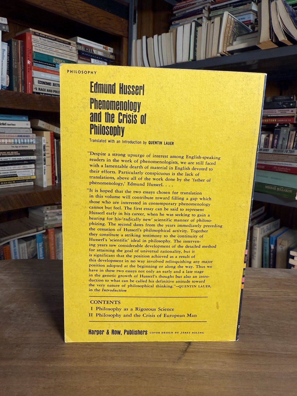 Phenomenology and the Crisis of Philosophy by Edmund Husserl