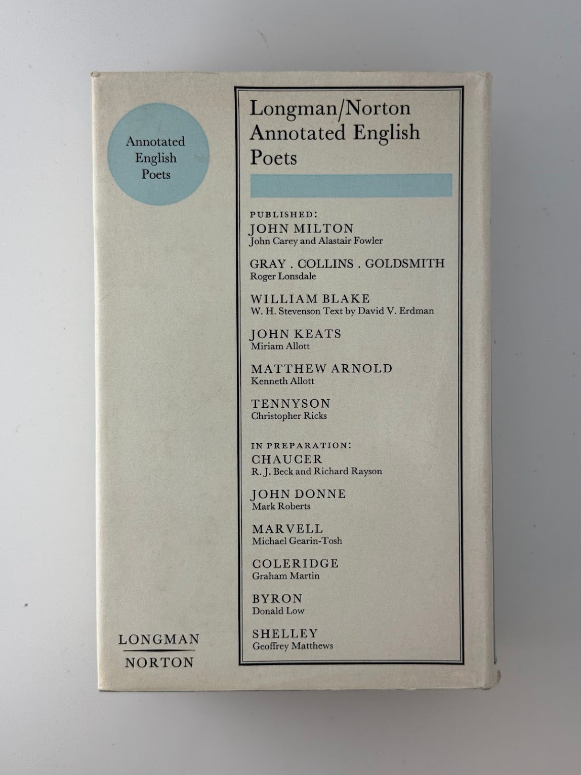 The Poems of Gray, Collins, and Goldsmith edited by Roger Lonsdale