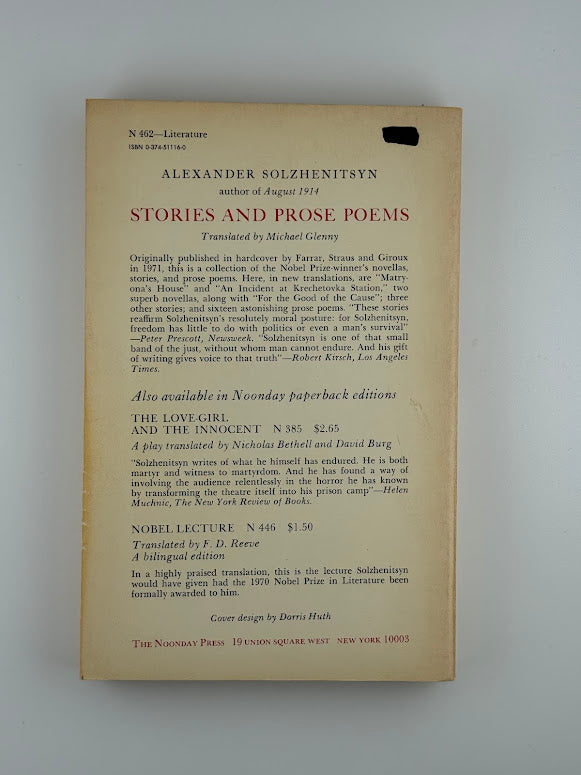 Stories and Prose Poems by Alexander Solzhenitsyn