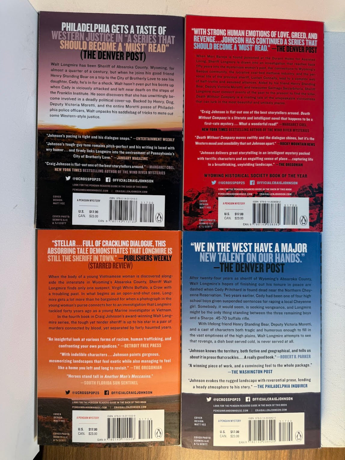 4 Longmire novels by Craig Johnson