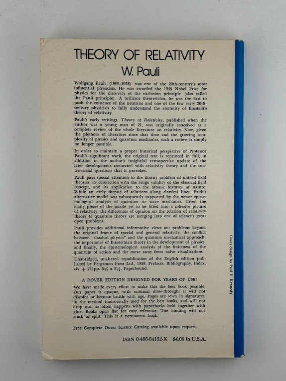 Theory of Relativity by W. Pauli