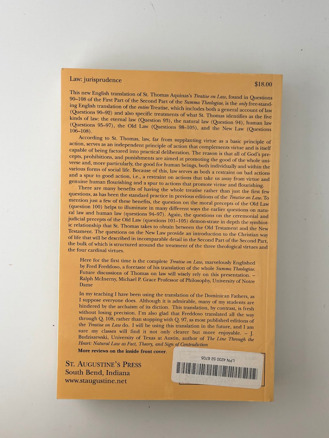 Treatise on Law by Thomas Aquinas