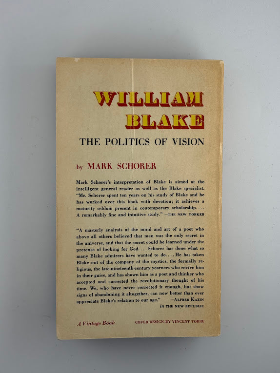 William Blake The Politics of Vision by Mark Schorer