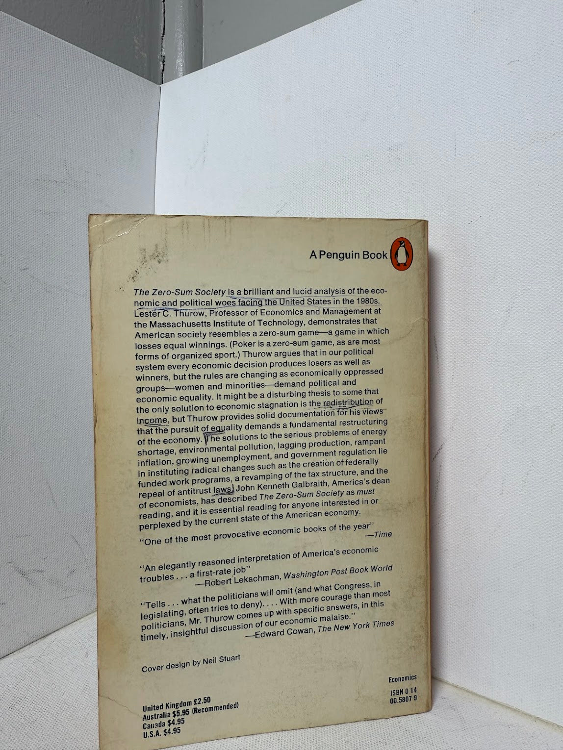 The Zero Sum Society by Lester C. Thurow